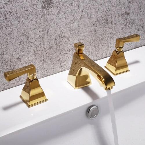 Azos Split FaucetSoft Mixing Valve Brass Gold Cold and Hot Switch Shower Room Basin Bathroom Cabinet Double Handle Three Holes