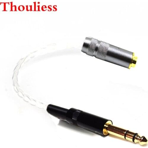 Thoulies 10cm HIFI 7n Silver Plated 6.35mm TRS 3pin Male to 4.4mm Balanced Female Audio Adapter Cable 6.35 to 4.4 Connector