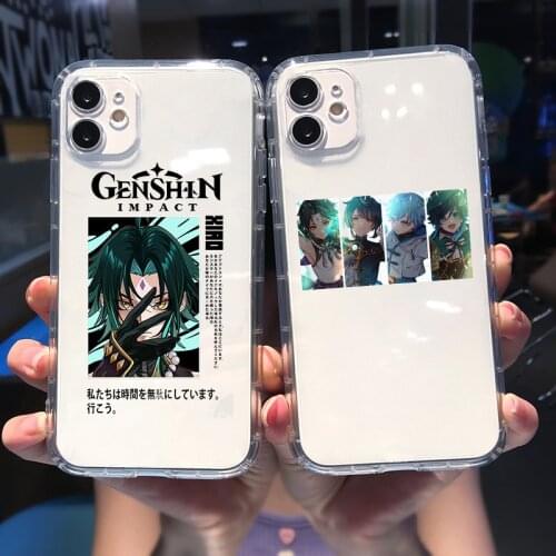 Genshin impact Transparent Phone Case For iPhone 11 12 Pro MAX XS XR 7 SE20 X 8Plus Shockproof Japan Anime Soft TPU Cover Fundas