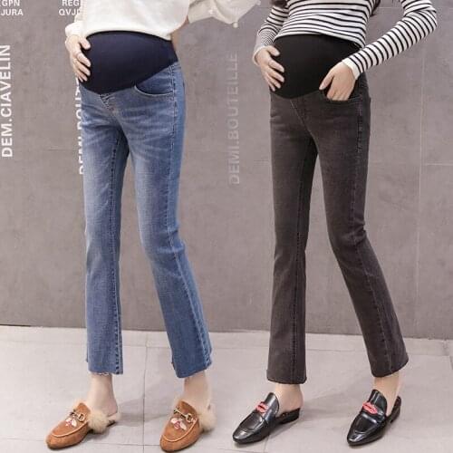 Spring and autumn new maternity jeans flared belly lift maternity pants maternity wear trousers leggings
