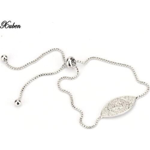 XUBEN New Arrival steel Luxury Round Eyes Clear Cubic Zircon Crystal Tennis Bracelet Jewelry pulseira