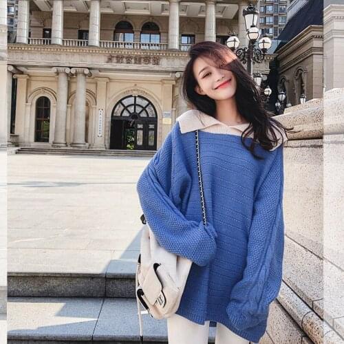 DASSWEI Spring Autumn Women Knitted Sweater New Fashion Casual Pullovers Long Sleeve Loose Sweater Jumper Solid Female Knit Tops