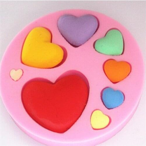 1Pcs 8 Hearts Shape Silicone Fondant Cake Mold Soap Sugar Cake Decorating Silicone Fondant Mold Cake Chocolate Mould