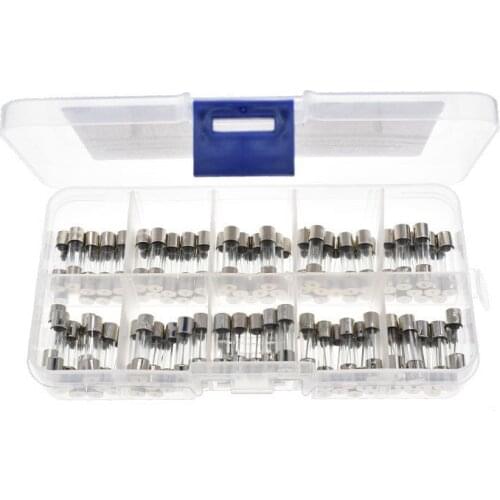 100PCS Set 5x20mm Quick Blow Glass Tube Fuse Assorted Kits,Fast-blow Glass Fuses 5A 10A 15A 250V 0.2A - 20A