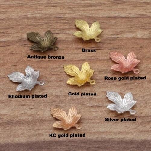 1000pcs Copper-plated 12x15mm leaves filigree flower wraps connector flower piece earring pendant charms findings FCN-028