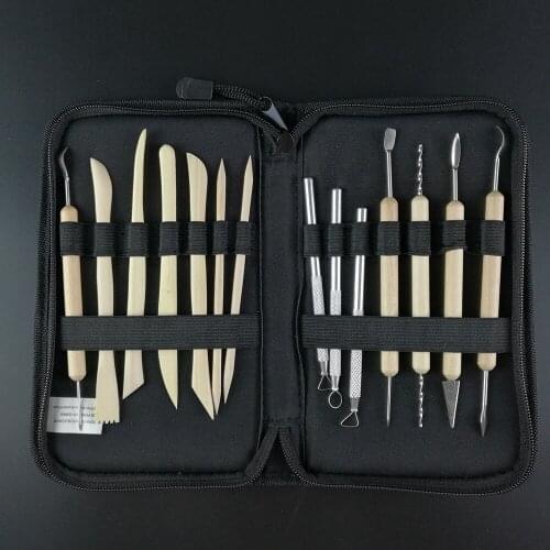 14pcs/set Carving Pottery Tools Clay Tool Kit Clay Sculpting Wax Wooden Metal Pottery Molding Sculpture Sculpting Clay Tool Kit