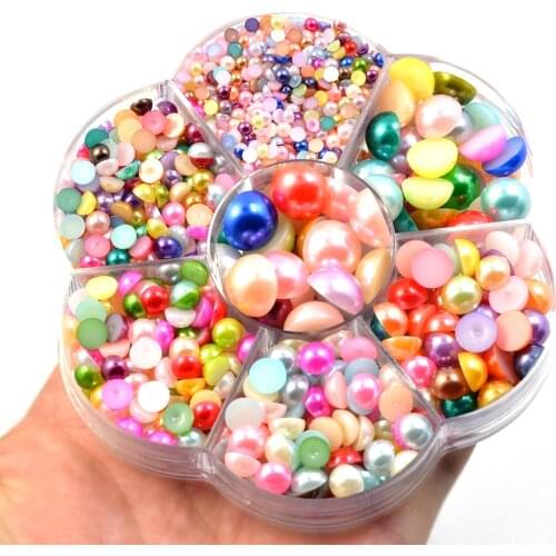 1800X Pearl Cabochon Beads Assorted Flatback Charm DIY Handcrafts Jewelry Decors