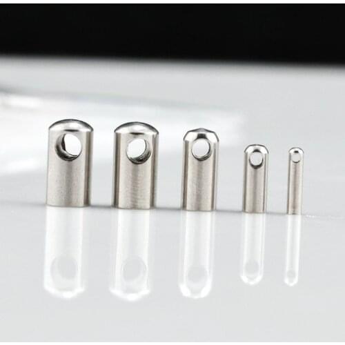20pcs/lot 316L Stainless Steel End Cap Clasp Connector Fit DIY Round 0.9 1.2 1.5mm Snake Chain Necklace Jewelry Making Findings