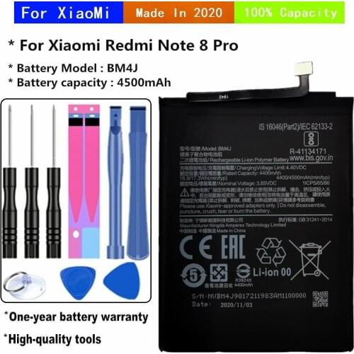 2020 Years For Xiaomi Redmi Note8 Pro Note 8 Pro Rechargeable Batteries BM4J 4500mAh Phone Battery With Tools