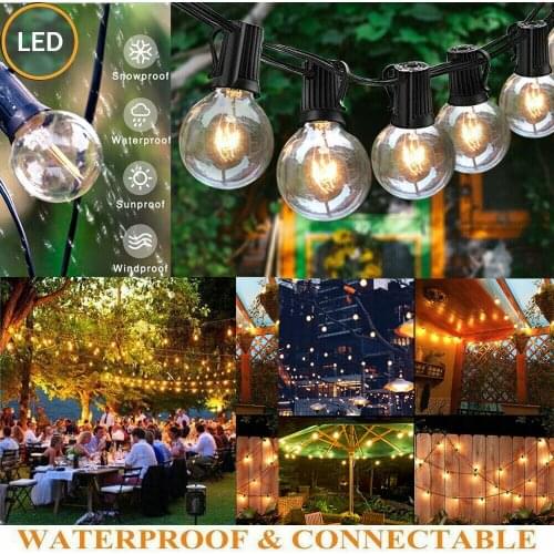25 Piece LED Outdoor Waterproof Commercial Grade Globe Patio Pergola Deck Party String Lights Glow Party Supplies Home Dec