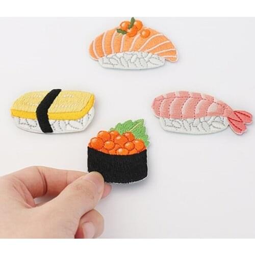 4pcs Embroidery Donut Gadget Sushi Badge Set for Baker Waiter Waitress Pastry Chef Uniform Accessory Bakery Cafe Restaurant A8