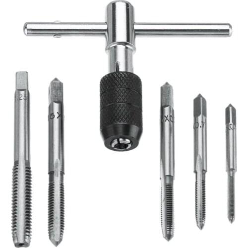 6PCS/Set Tap Drill Wrench Tapping Threading Tool M3-M8 Screwdriver Tap Holder Hand Tool Thread Metric Plug Tap Screw Taps