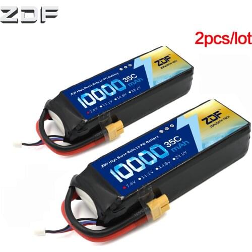 ZDF 2pcs/lot lipo Battery 7.4V 10000mAh Lipo 2S 35C RC Battery Pack for 1/8 1/10 Car RC Boat Helicopter Quadcopter Boat Car