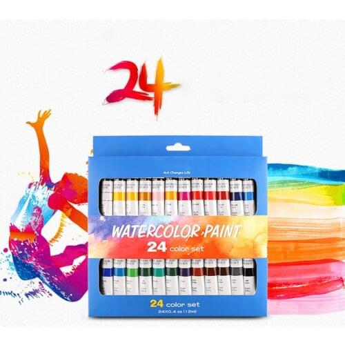 24 Colors Acrylic Paint Watercolor Paint Set 12ml Tubes Drawing Painting Pigment Hand-Painted Wall Paint Diy Non-Toxic Art Paint