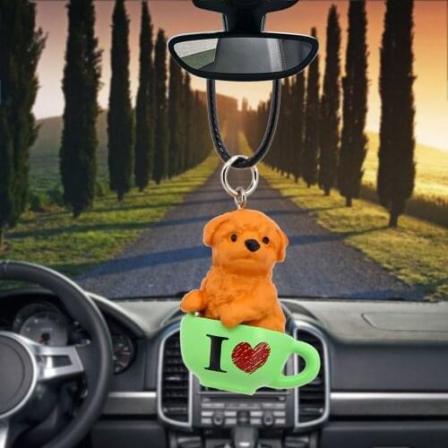 Car Pendant Creative Dog Ornaments Auto Rear View Mirror Lovely Dog Hanging Decoration Dangle Trim Styling Accessories