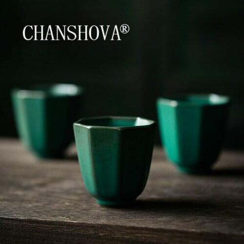 CHANSHOVA 40ml Chinese retro green Ceramic Handmade tea cup personality Chinese porcelain cups H574