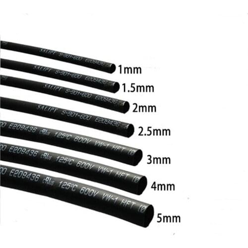1 Meter 2:1 Black 1mm-8mm Diameter Heat Shrink Heatshrink Tubing Tube Sleeving Wrap Wire