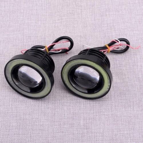 CITALL Universal 1 Pair 3" Car Driving Lamp Fog Light Projector with COB LED Angel Eye Halo Ring 30W 1200LM