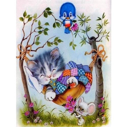 DIY 5D Diamond Painting cat Animal Mosaic Cross Stitch Diamond Embroidery Flowers full round Rhinestone Cartoon Home Decor