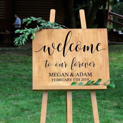 Welcome Board Sticker Wedding Sign Vinyl Decal Custom Name & Date Personailzed Decoration Quotes Welcome To Our Forever Retro