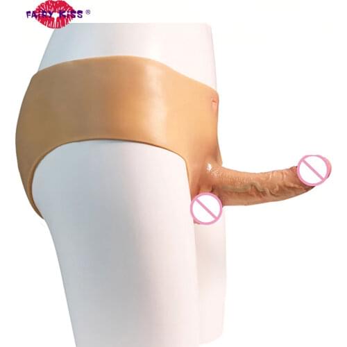 2020 New Realistic Double Strapon Dildo Wear Pants Masturbation Device Lesbian Strapons Dildos G Spot Stimulator Toys For Adults