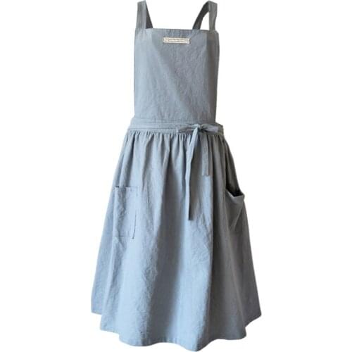 Coffee Shops and Flower Shops Work Cleaning Aprons Brief Nordic Wind Pleated Skirt Cotton Linen Apron for Woman Washing Daidle