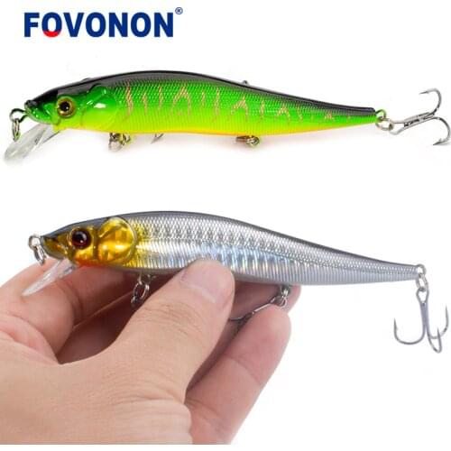 FOVONON 1pcs Minnow 11.5cm 13.2g Hard Bait Fishing Lures 6 Colors Fishing Lures Jarkbait Artificial Bait