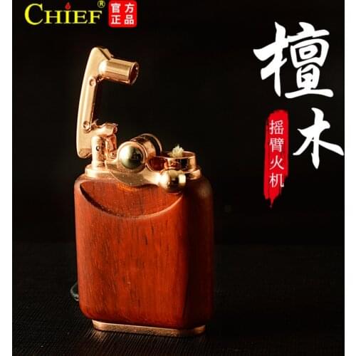 Chief Rocker arm kerosene gasoline Petroleum oil cigarette lighter creative retro padauk flint pipe smoking igniter men gift