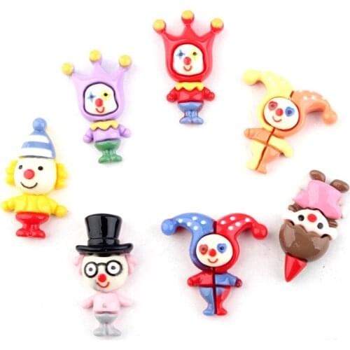 Circus clown diy resin accessories cartoon Epoxy phone case accessories Kawaii Embellishments Scrapbooking Cameo Beads DIY 20pcs