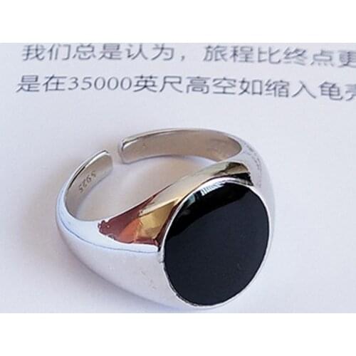 BOCAI New 100% real s925 sterling silver jewelry retro glossy epoxy resin open ring fashionable woman ring