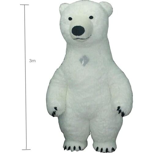 3m White Polar Mascot Costume for Adult Inflatable Polar Bear Costume Advertising for Fantasias Homem Customize Tall Short Hair