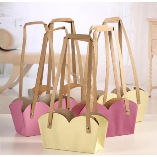 Creative Waterproof Flower Packing Bags Kraft Paper Bonsai Package Plant Pot Carrier With Paper Rope