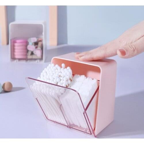 Creative Dust-Proof Small Objects Compartmentalization Box Plastic Transparent Desktop With Lid Cotton Storage Box Portable