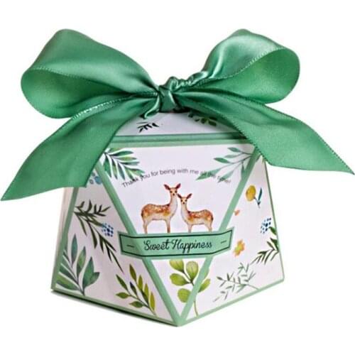 Forest style Green beer Candy box Bomboniere Paper Gift Box Gift Bag Party Chocolate Box Wedding favor 50pcs