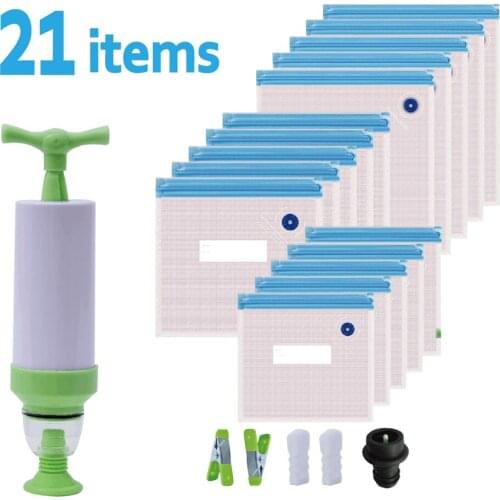 Reusable Ziplock Bags With Hand Pump Bag Sealing Food Wrap For Sous Vide Cooking&Food Storage//Freezer