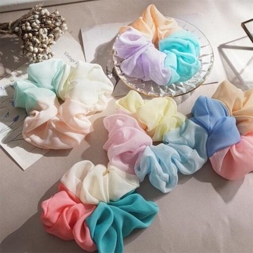 MueRaa Fashion Women Ice-cream Chiffon Scrunchies Elastic Hairband Spring Summer Woman Large Hair Accessories Headband Hair Ties