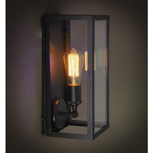 Wall Sconce Clear Class cover Outdoor Wall Light Metal Frame Glass Wall lamp Lighting Fixture