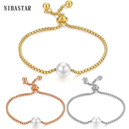 NIBASTAR Fashion Pearl Chain Bracelet For Women Boho Pearl Bracelets&Anklets For Jewelry Holiday Gift