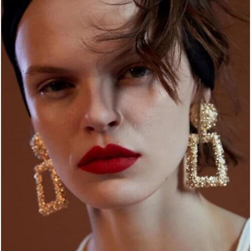 European Exaggerated Geometric Earrings Women Fashion Jewelry Retro Flower Carving Earrings Simple Creative Accessories