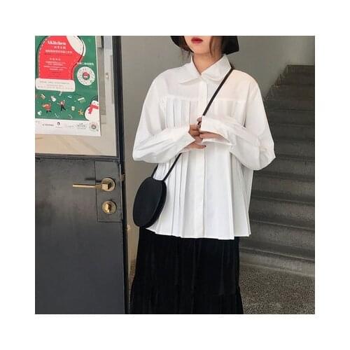 Fall 2020, new TURTLENECK, White, long sleeve shirt, ladies'choice, loose, versatile, solid color shirt