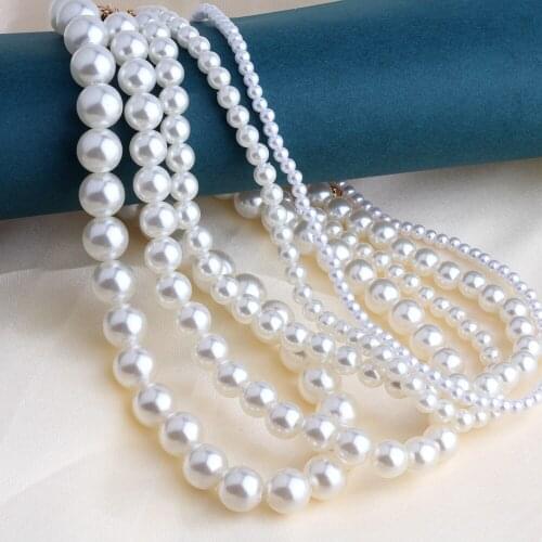 Elegant Imitation Pearl Choker Necklace for Women Big Round Pearl Wedding Necklaces Charm Fashion Party Wedding Jewelry Gifts