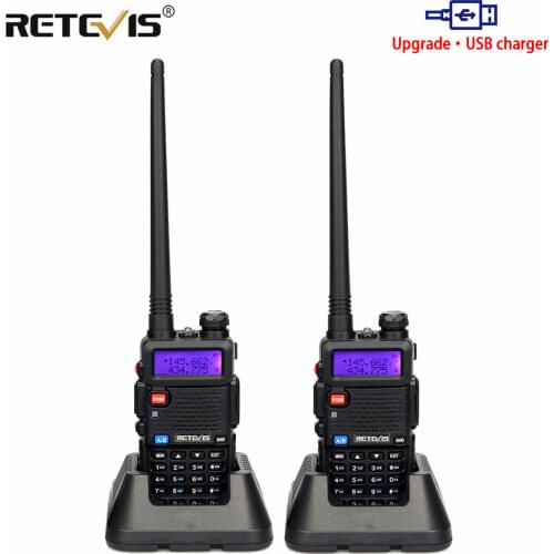 Retevis RT5R Walkie Talkie 2pcs 5W 128CH USB VHF UHF Ham Radio Two-way Radio Comunicador For Hunting/Airsoft Baofeng UV-5R UV5R