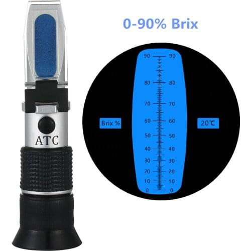 High Concentration Brix Refractometer Wide-range 0-90%Honey Bees Sugar Food Beverages ATC Content Beekeeping Meter Tool 20% off