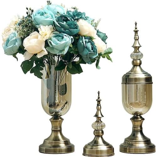 European Style Luxurious Vase Decoration Living Room Table Flower Arrangement Dried Flower Crafts Home Decoration Accessories