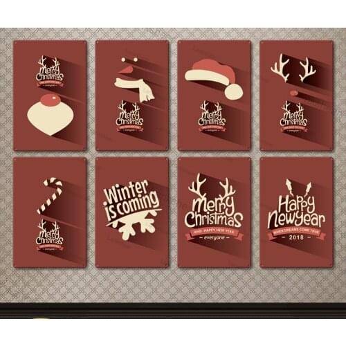 Christmas Retro Tin Painting Bar Cafe Background Wall Art Metal Tin Poster Mural License Plate Home Decor