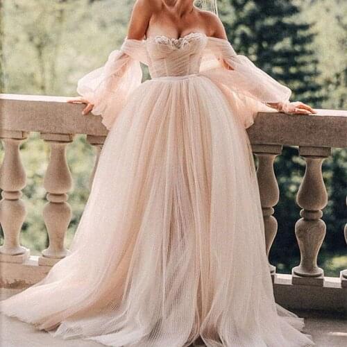 Wedding Boleros Tulle Off-shoulder Medium Length Wedding Puff Sleeves Detachable Bridal Bicep for Elegant Bridal Accessories