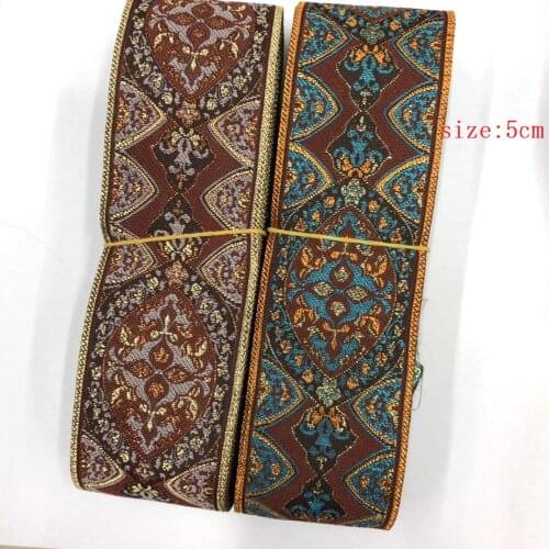 10yards/lots Woven Jacquard Ribbon Trims geometric totem pattern for curtain and clothing accessory size 5cm LS-2673