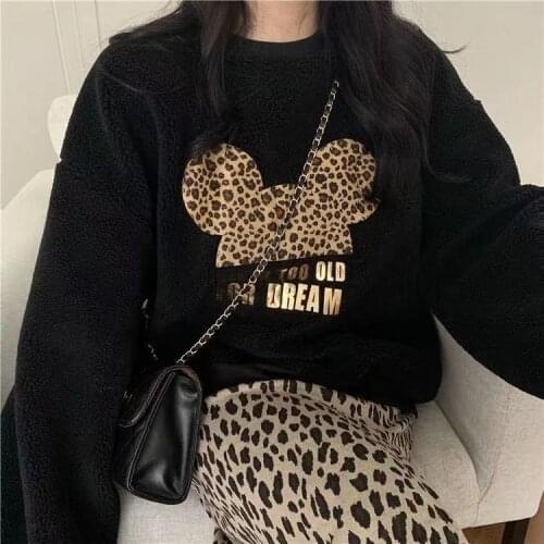 Winter Women Fleece Hoodies Embroidery Letter Sweatshirt Warm Thick Velvet Loose Top Harajuku Vintage Oversized Teens Pullover
