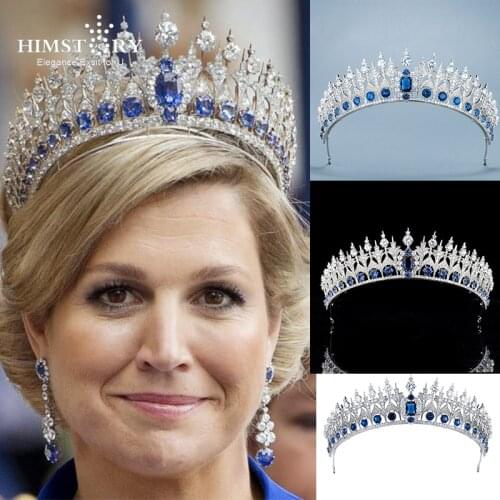 Himstory European Princess Queen Cubic Zirconia Tiaras Crown Woman Diadem For Pageant Party Wedding Graguation Hair Accessories