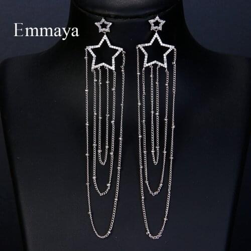 EMMAYA 2019 Exquisite Long Drop Chain Tassel Stars Rose Gold Colors CZ Earrings For Female Popular Original Gifts